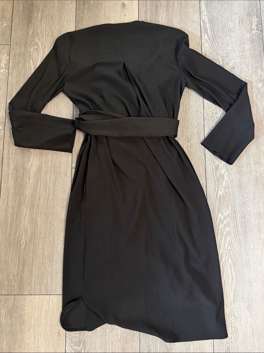 MM.LaFleur Black Long-Sleeve Wrap Dress with Waist Tie - Picture 5 of 6